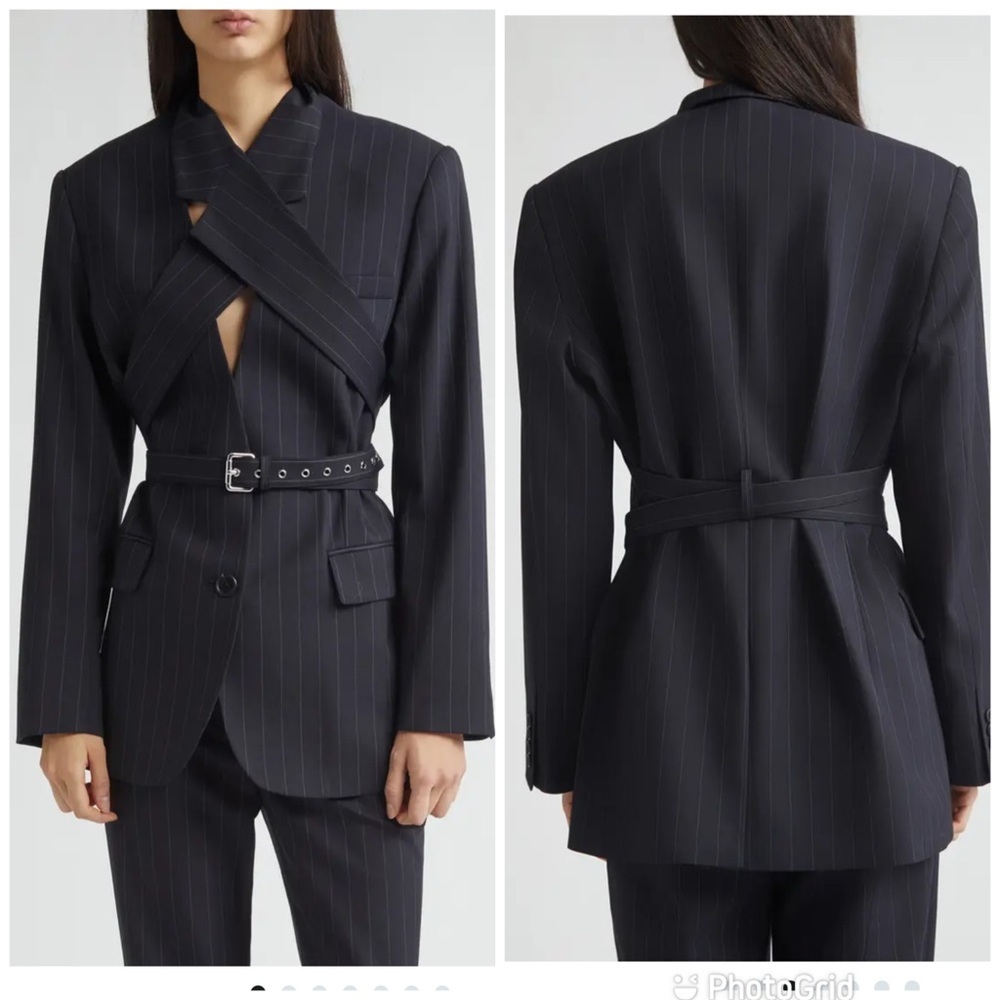 Monse Harness Pinstripe Tailored Jacket Dark Sapphire New with Tags!
